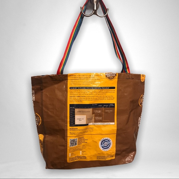 Upcycled Chicken Feed Bag Reusable Shopping Tote - Picture 3 of 4
